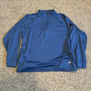Russell Athletic Dri-Power Blue Quarter Zip Pullover Sweatshirt Men's Size L